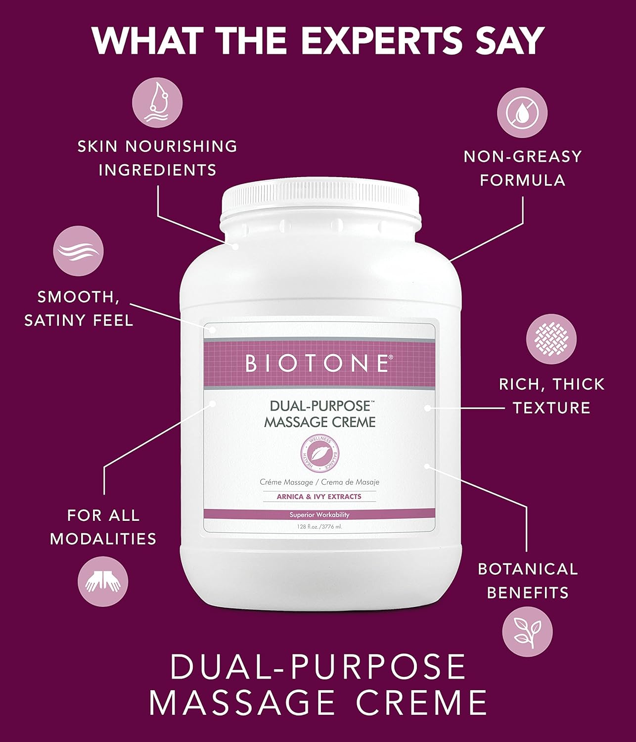 BIOTONE Dual-Purpose Massage Crème - Arnica & Ivy Extracts for Effortless Glide | Luxurious Feel