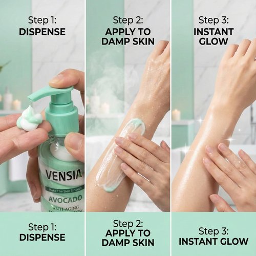 VENSIA Anti Aging Niacinamide Body Lotion 200ml – Moisturizing Lotion for Dry & Rough Skin, Vitamin C Brightening, Gentle Exfoliating, Soothing Hydration for All Skin (Avocado)