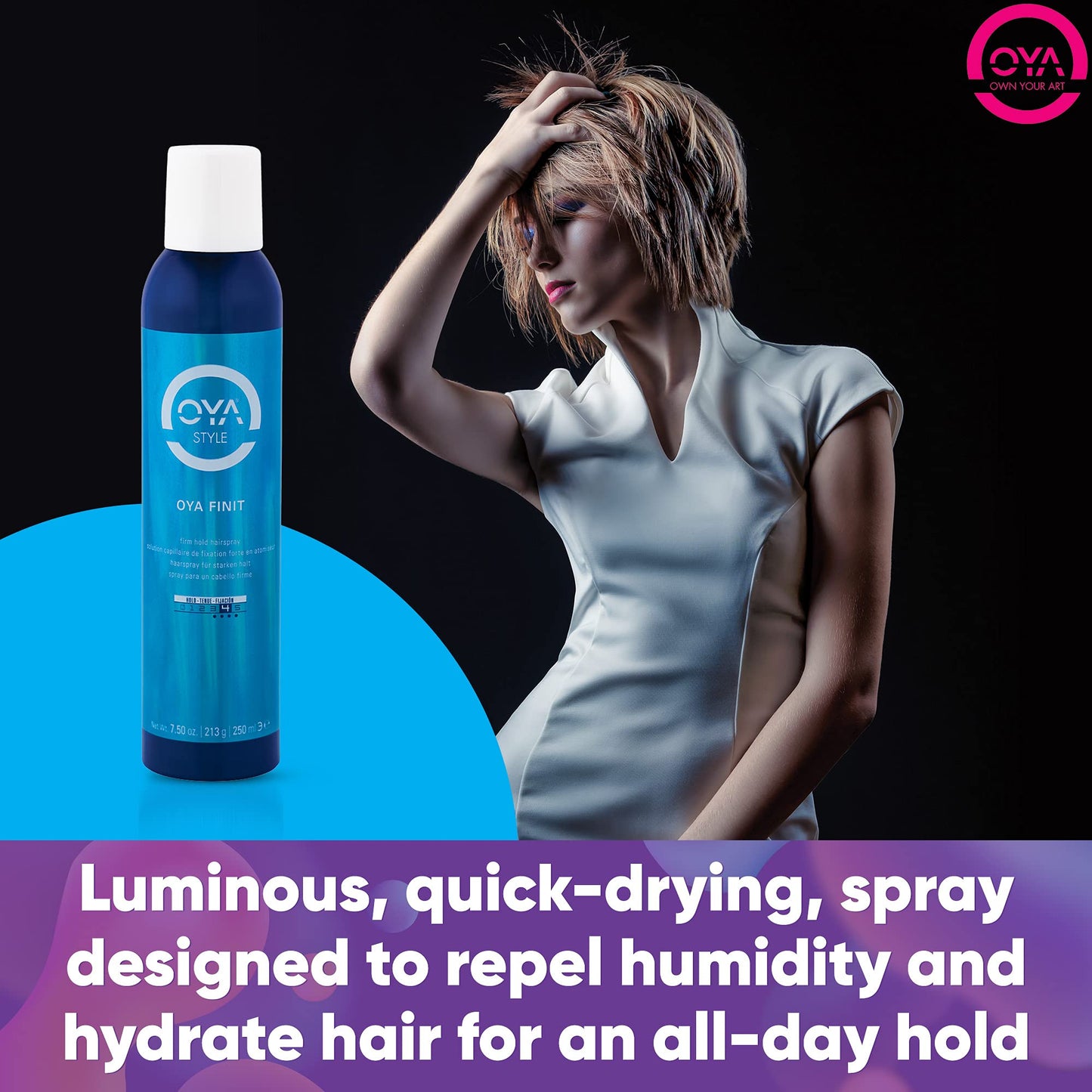 OYA FINIT Quick Drying Strong Hold Hairspray - 250ml Luminous Flexible Hold for Women and Men - Softening and Protective Spray for All Hair Types