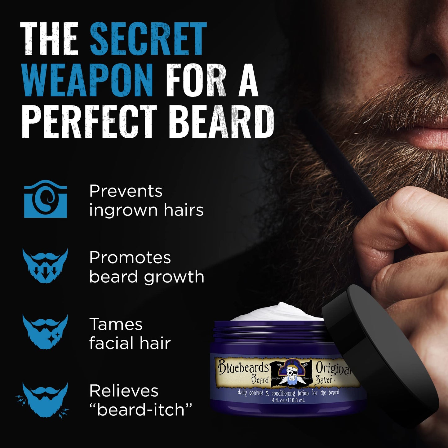 Bluebeards Original Beard Saver, 4 oz. - Leave In Beard Conditioner for Men, Infused with Aloe & Lime - Beard Softener that Deeply Conditions and Moisturizes Your Beard and Skin - Made in USA