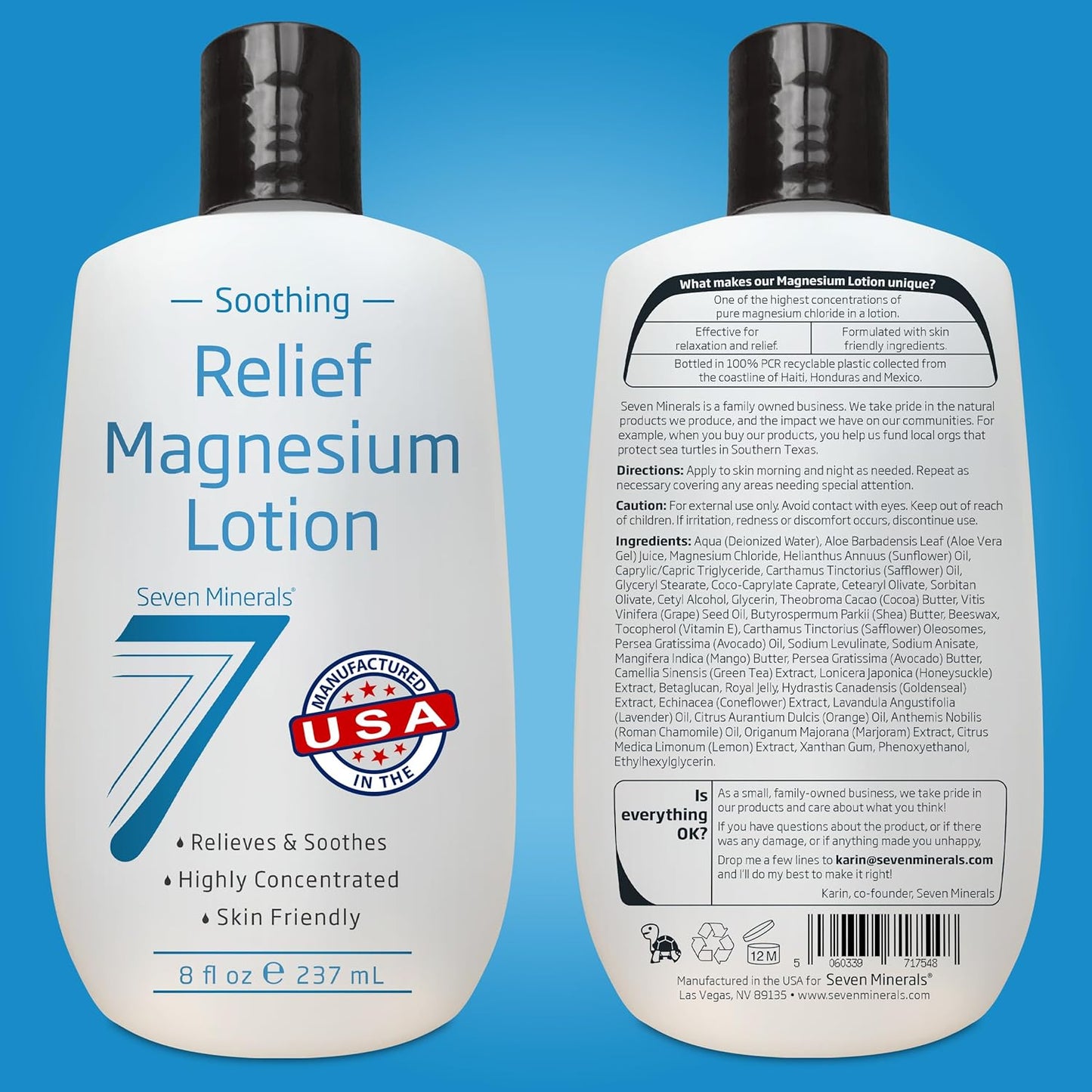 Seven Minerals Magnesium Lotion - Soothing Relief for Sleep & Joint Care | Non-Greasy, 8 fl oz