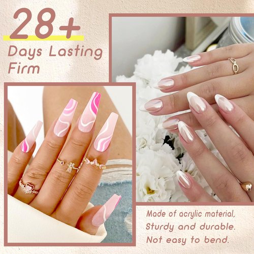 ELLEWIN 1000PCS Nail Tips Clear False Nails Full Cover for Acrylic Nails Kit 10 Sizes 4 Shapes Long Almond Square Coffin Oval Pre-Shape for Salon Home DIY Gifts