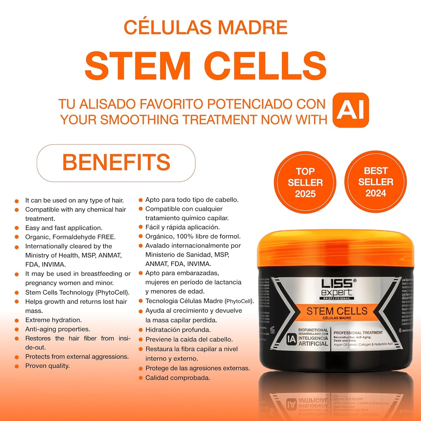 Liss Expert Stem Cells Smoothing Treatment 16.9 oz (8.45 oz x 2) for LONGER HAIR