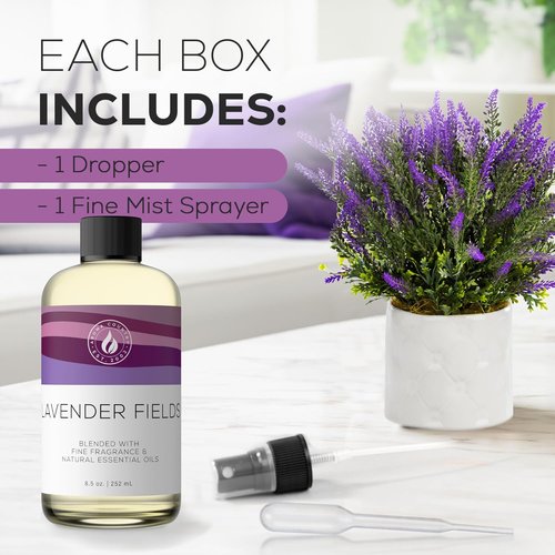 Aroma Country Lavender Fields Diffuser Oil - Luxury Natural Essential Oil for Long-Lasting Home Fragrance (8.5 Fl. oz)