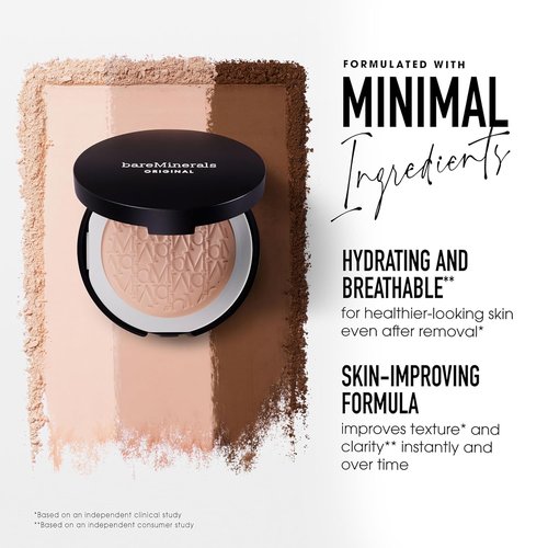 bareMinerals Original Pressed Powder Foundation - Talc-Free, Luminous Finish, SPF 15, Vegan