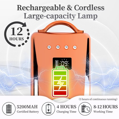 BOMOQING Professional UV LED Nail Lamp, Cordless Rechargeable UV Light for Gel Nails, 78W Fast Curing Gel Nail Light with 4 Timer Setting LCD Display, Auto Sensor and Spacious Interior(Gold)