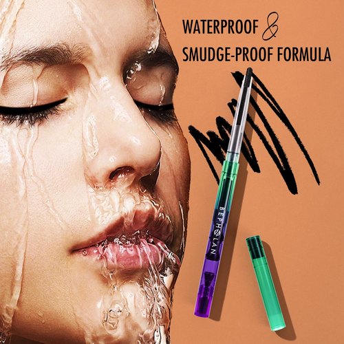 BEPHOLAN Black Eyeliner Pencils,Waterproof Gel Eyeliner Pencil Waterline Eye Liner Pen for Women Waterproof Smudge Proof Long-lasting (BLACK)