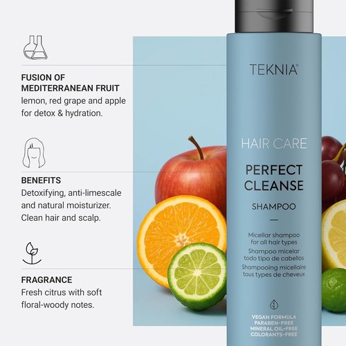 LAKMÉ Teknia Perfect Cleanse Shampoo - Deep Cleansing Clarifying Formula for Scalp and Hair