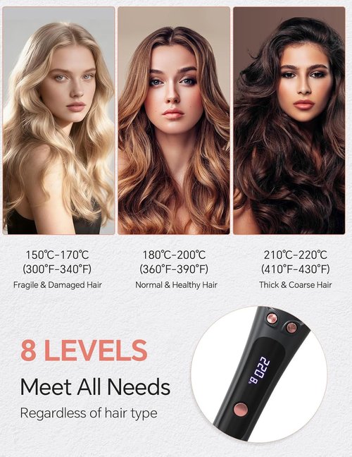 LANDOT Automatic Rotating Curling Iron - 1-Inch for Salon Waves & Spirals | 8 Temperature Settings & Anti-Scald Design