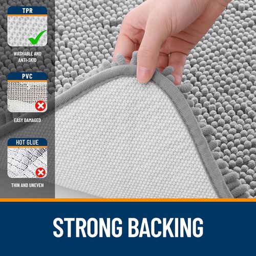 OLANLY Extra Soft Chenille Bathroom Rugs - 30x20, Quick Dry & Machine Washable, Grey
