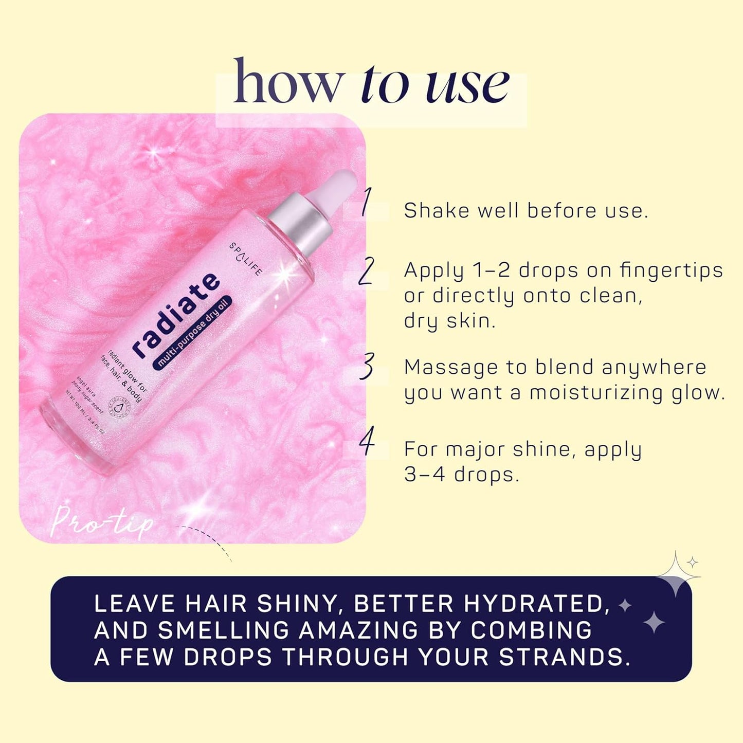 SpaLife Beauty Radiate & Glow Shimmer Oil Bundle - Hydrating Dry Oil Duo with Mango & Peony Scents