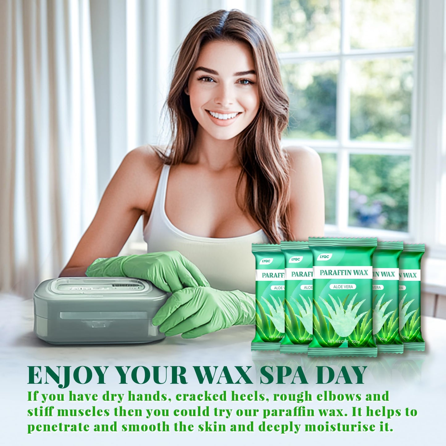 LYQC Paraffin Wax Refill, 10 packs of Paraffin Bath Wax for Hands and Feet for relief of stiff muscles and arthritic pain - deeply moisturises and protects the skin of the hands and feet (Aloe vera)