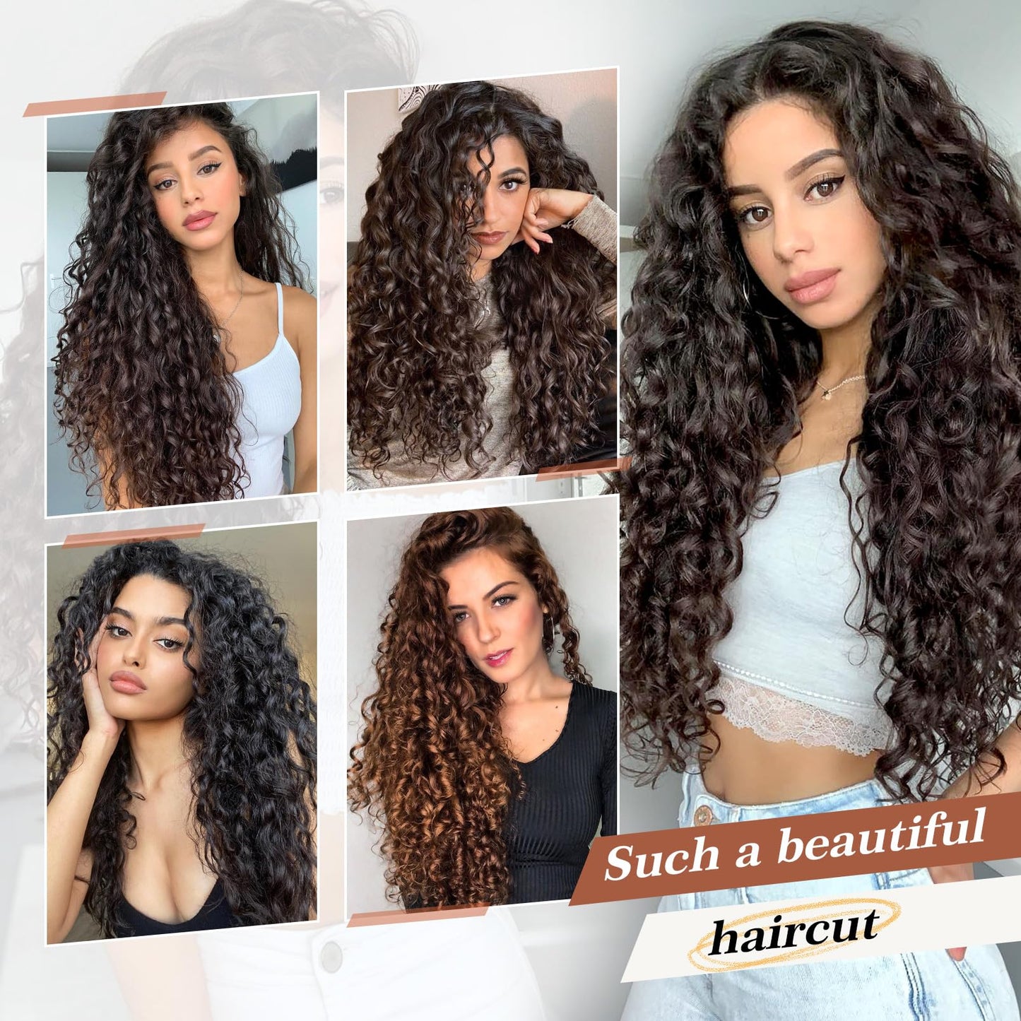Clip in Hair Extensions, FLUFYMOOZ 4PC 100ï¼… Pure Protein Silk Hair Extensions Long Soft Natural Hairpiece 20 Inch Curly Hair Extension for Women (Dark Chocolate Brown)