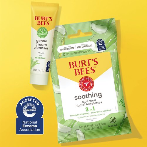 Burt's Bees Gentle Skin Care To-Go Set - Travel Size Cleanser, Towelettes, Lotion & Sheet Mask for Sensitive Skin