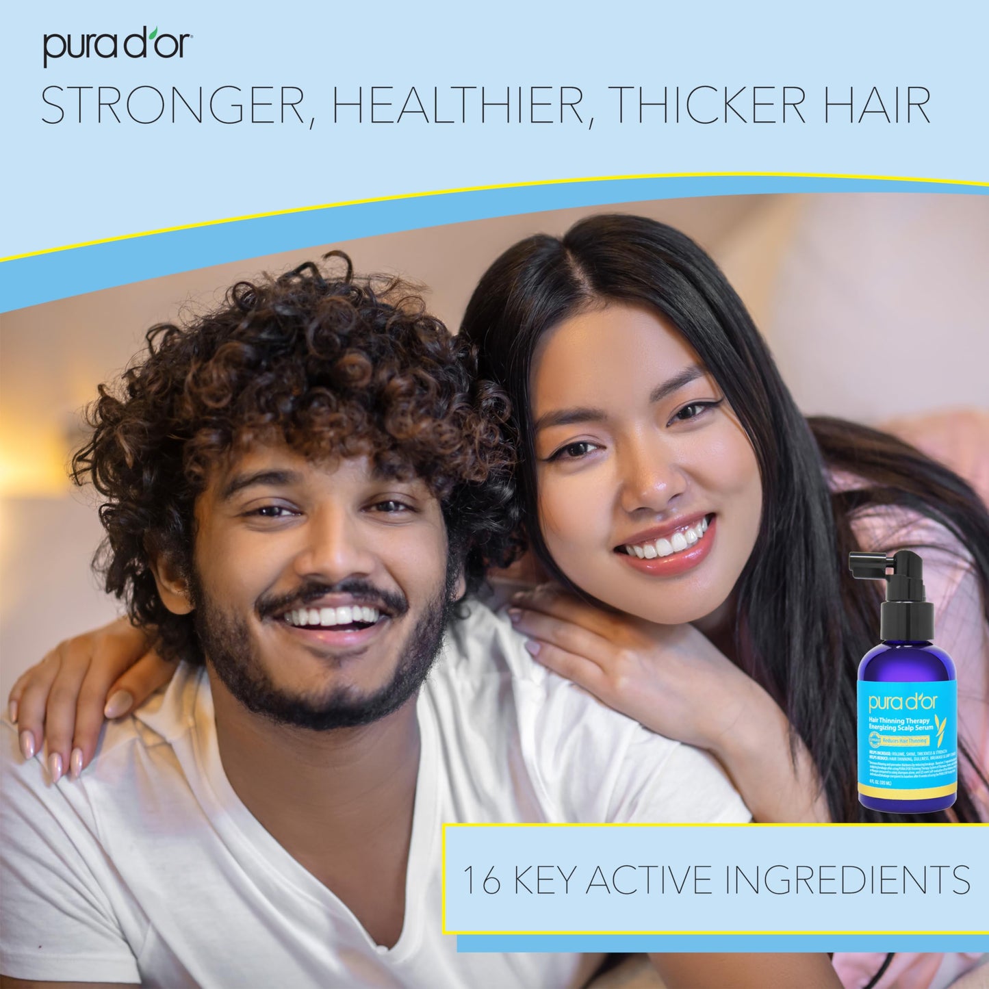 PURA D'OR 4 Oz Hair Thinning Therapy Energizing Scalp Serum Revitalizer - Argan Oil, Biotin, Caffeine, Stem Cell, Catalase & DHT Blockers, All Hair Types, Men & Women