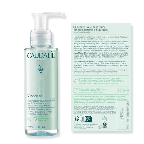 Caudalie Vinoclean Micellar Cleansing Water - Gentle Makeup Remover | 3.4 oz