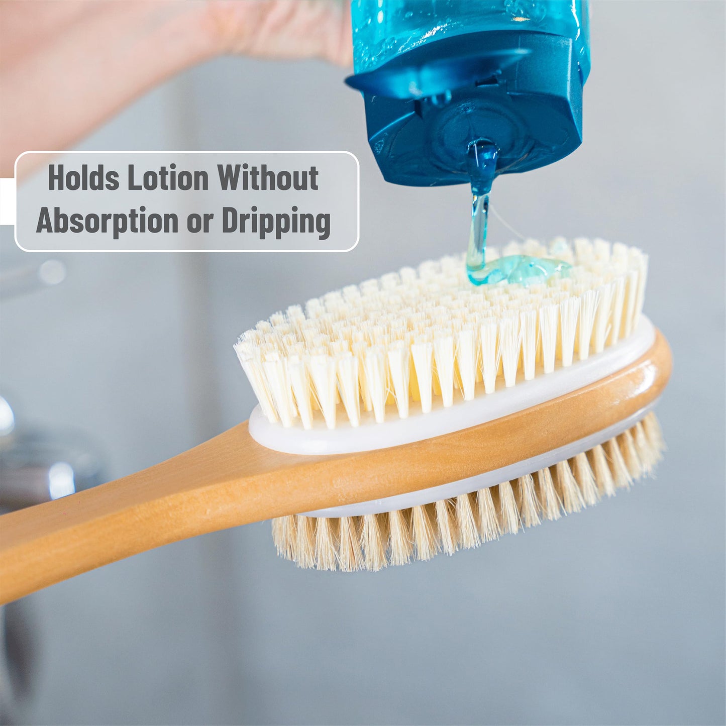 Slick- Shower Brush, Double Sided Shower Brush, Back Scrubber, Bath Brush, Back Brush, Back Brush Long Handle for Shower, Shower Brushes for Your Back, Bath Brush Long Handle for Shower