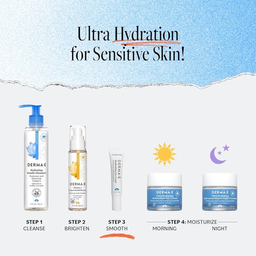 Derma E Hydrating Eye Cream - Firming Hyaluronic Acid Treatment for Puffiness & Fine Lines | 0.5 oz