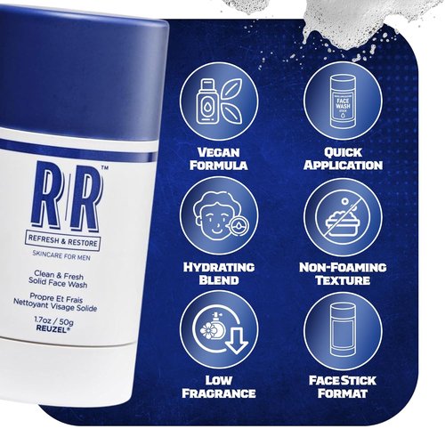 Reuzel Face Wash Stick - Hydrating & Cleansing Vegan Formula | 1.7 oz with Light Masculine Scent
