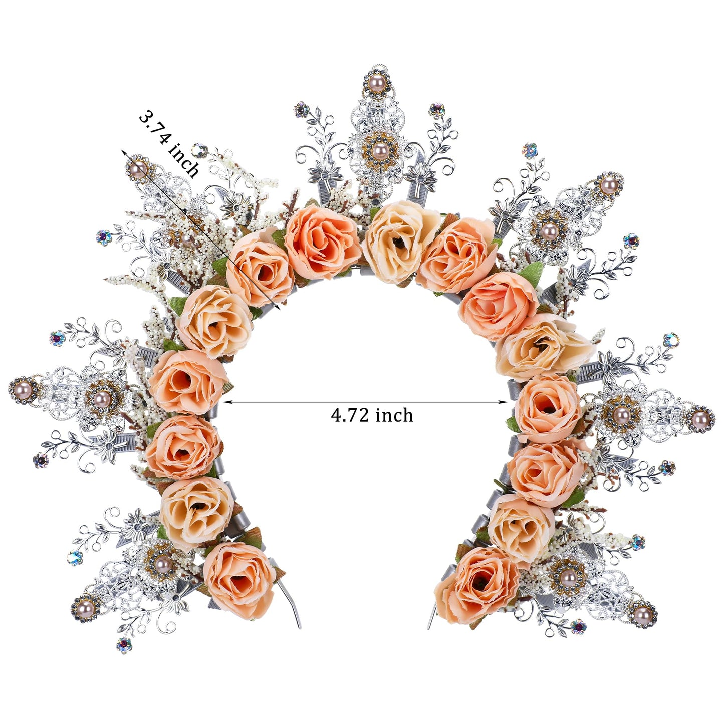 COSUCOS Rose Halo Crown Headpiece - Handmade Renfaire Fantasy Floral Headband Greek Goddess Champagne Flower Tiara for Bride Cosplay Women Wedding Costume Renaissance Halloween