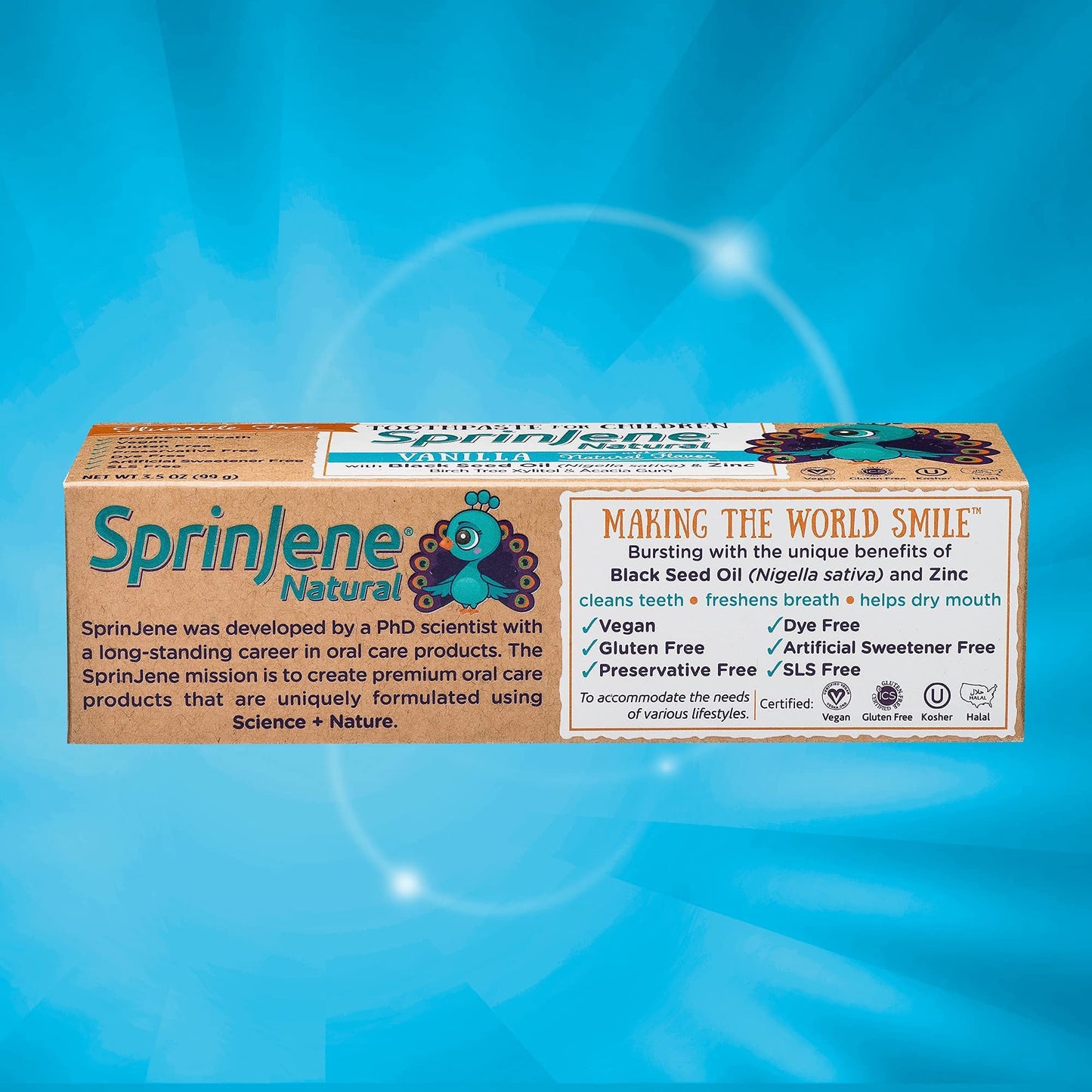 SprinJene Natural Kids Toothpaste, Vanilla | Natural Childrenโs Toothpaste | Fluoride Free Toothpaste for Toddlers | 4 Pack