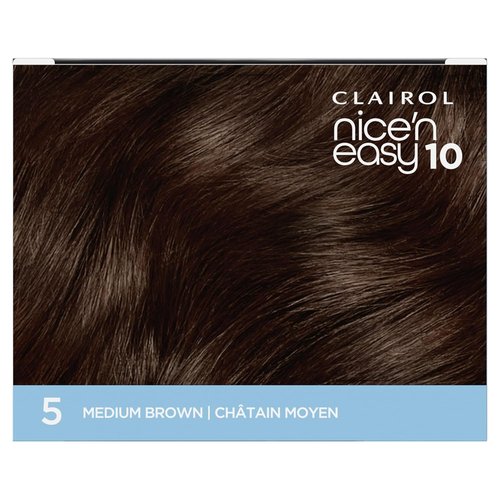 Clairol Nice'N Easy 10 Permanent Hair Dye - 5 Medium Brown Color | Pack of 1 for Vibrant Results