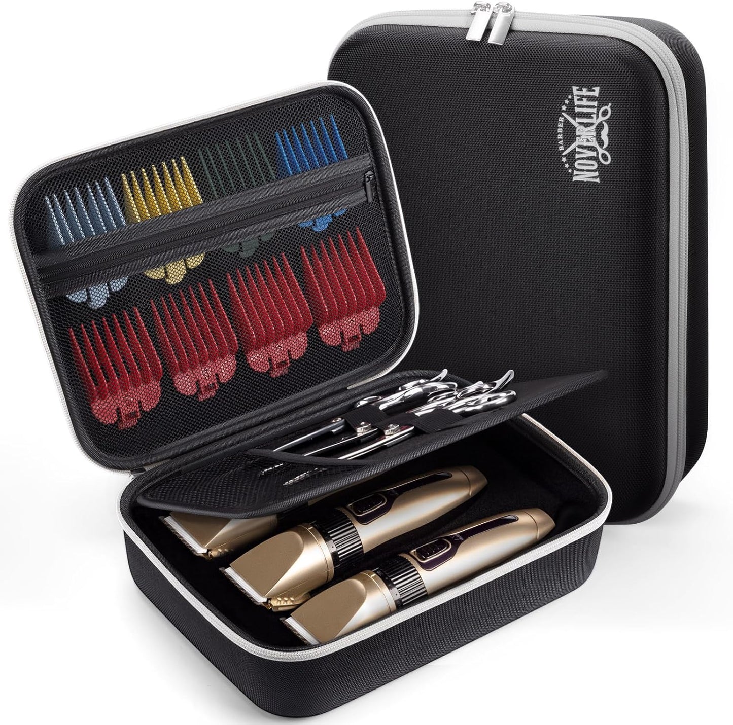 Noverlife Hair Clipper Guard Blades Holder Case, Barber Guard Blades Storage Bag for 20 Metal Clipper Guards Hard Blade Storage Travel Case, Protective Stylist Carrying Case for Grooming Blade