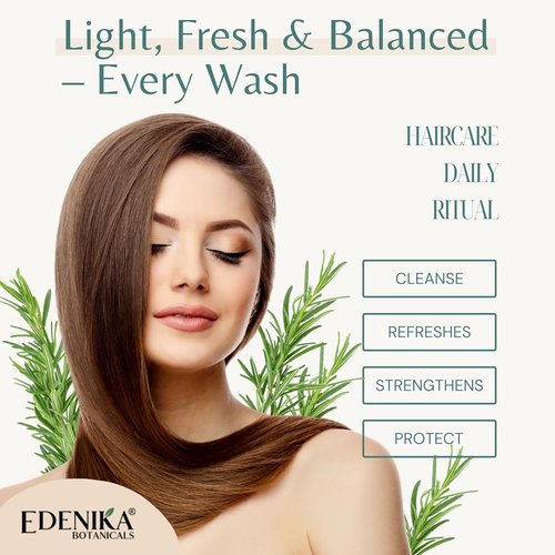 Edenika Botanicals Rosemary Oil Shampoo - Biotin-Infused for Thinning Hair & Anti-Hair Loss | 16 fl oz, Sulfate-Free, Organic