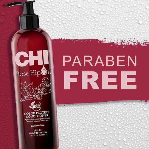 CHI Rosehip Oil Conditioner - Restores Moisture & Retains Color for Color-Treated Hair | 11.5 Oz