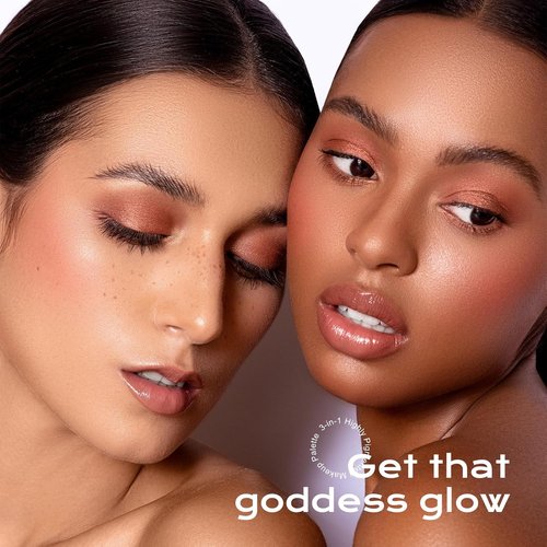 Color Nymph Contour Blush Highlighter Palette - 3-in-1 Shimmer & Matte Travel Kit with Brush & Mirror