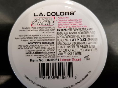 L.A. COLORS Nail Polish Remover - Refreshing Lemon Scent | Gentle Formula for Easy Removal