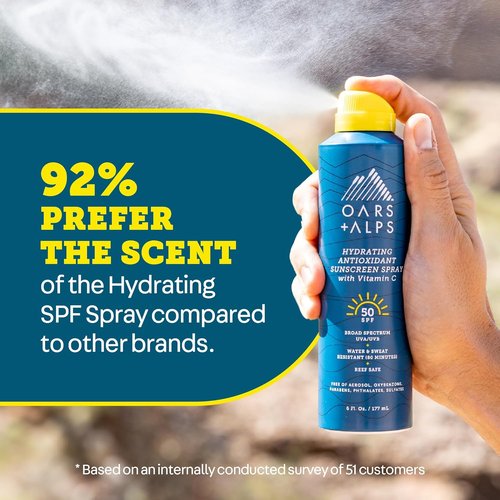 Oars + Alps SPF 50 Sunscreen Spray - Fast-Absorbing, Lightweight & Non-Greasy | 6 Oz, 2 Pack, Hawaii Reef Compliant