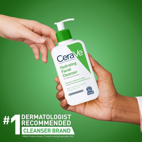 CeraVe Hydrating Facial Cleanser - Moisturizing Face Wash with Hyaluronic Acid & Ceramides for Dry Skin | Eczema Association Certified