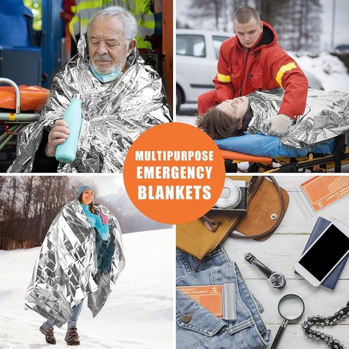 QIO CHUANG Mylar Thermal Blankets - Emergency Survival Space Blankets (4-Pack) for Camping & Hiking