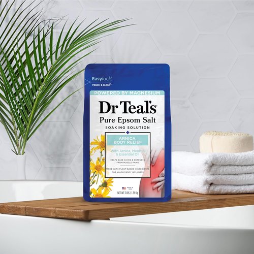 Dr Teal's Epsom Salt Magnesium Soak - Arnica Body Relief with Menthol & Essential Oils, 3 lbs