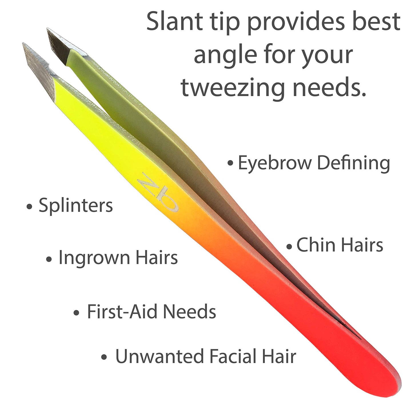 Zizzili Basics Tweezers - Limited Edition Sherbet Ombre Slant Tip - Best Tweezer for Eyebrow, Facial Hair Removal and your Precision Needs