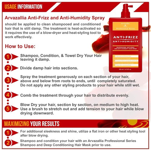 Arvazallia Antifrizz Hair Spray - Professional Frizz Control & Heat Protectant | 8 Oz