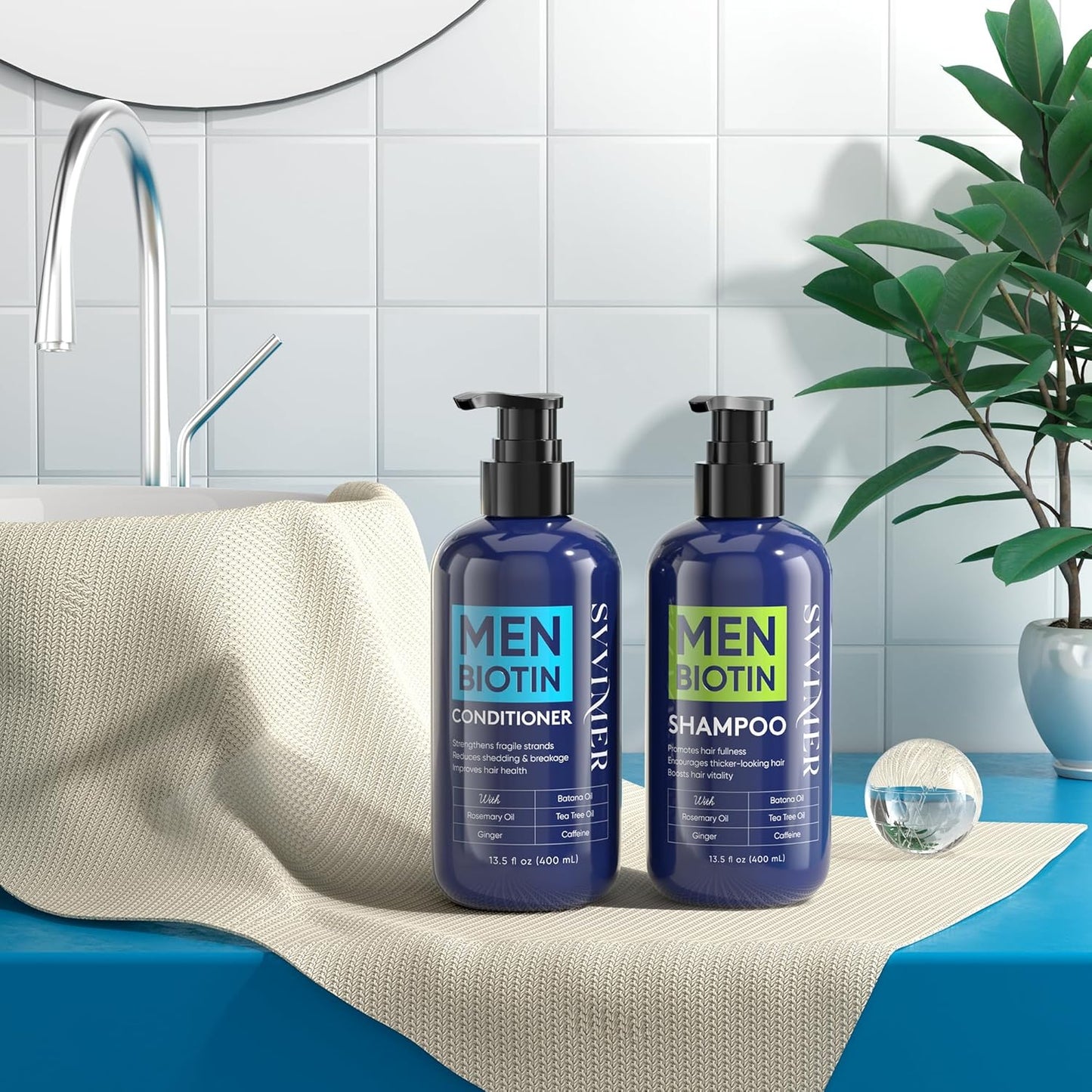 Svvimer Hair Growth Shampoo for Men - Biotin & Rosemary Formula for Thinning Hair - 13.5 Fl Oz