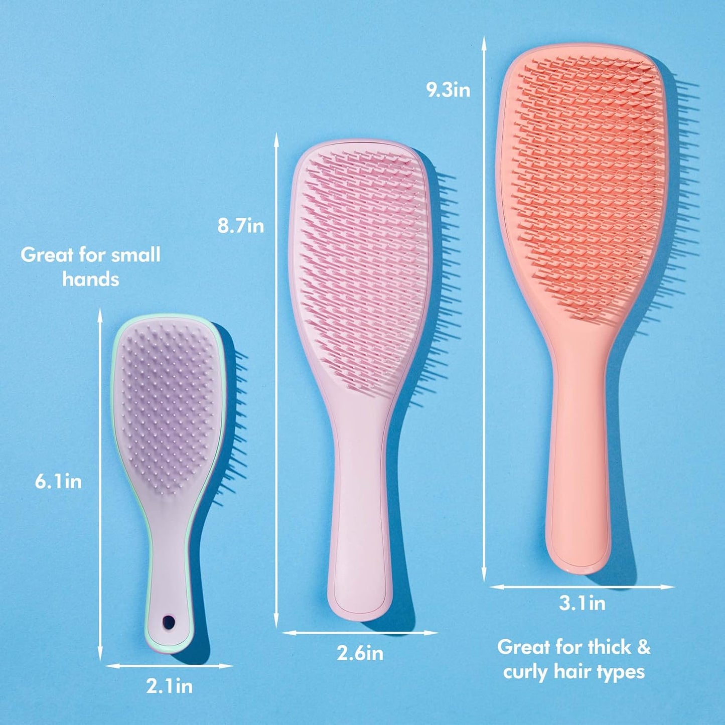 Tangle Teezer Ultimate Detangler Hairbrush Duo - Eliminates Knots & Reduces Breakage | Regular & Travel Size, Apricot Blaze & Wisteria Leaf