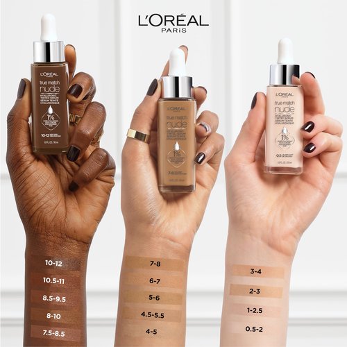 L'Oreal Paris True Match Nude Hyaluronic Tinted Serum Foundation with 1% Hyaluronic acid, Medium Tan 5-6, 1 fl. oz.