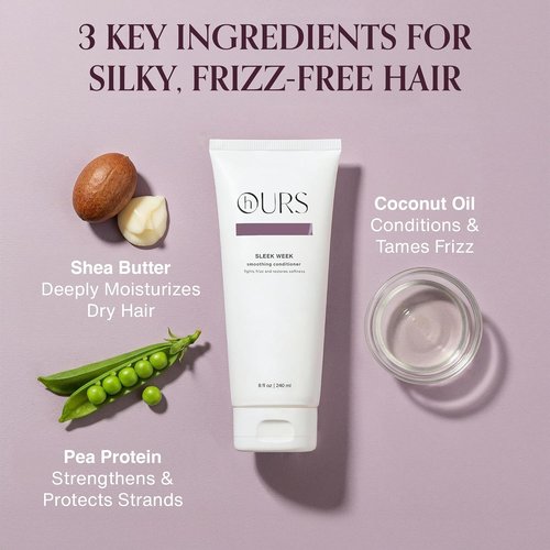 hOURS Sleek Week Smoothing Conditioner - Coconut Oil & Pea Protein for Frizzy Hair - 8 oz
