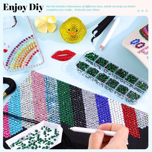 12100Pcs Resin Rhinestones for Crafting with 3Pcs 10ml B7000 Jewelry Glue, 2 Boxes Flatback Crystals Diomand (Emerald Green) for Bedazzling Crafts DIY Nail Art,Non Hotfix Gems for Clothing Shoes