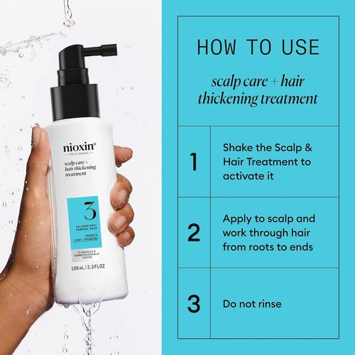 Nioxin System 3 Hair Thickening Leave-In Treatment - Nourish Colored & Damaged Hair with Niacinamide & Biotin