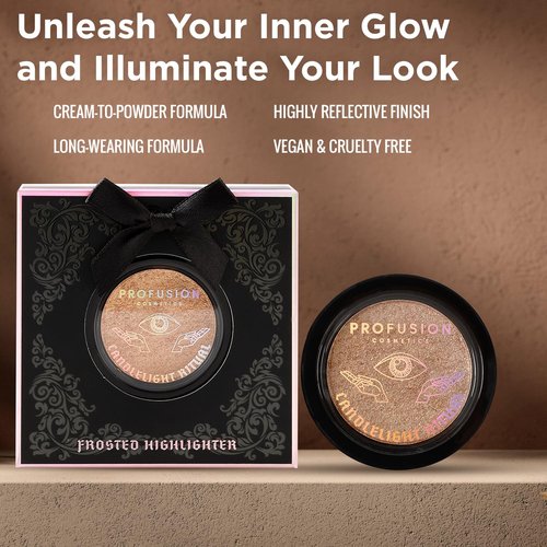 Profusion Cosmetics Candlelight Ritual Highlighter - Richly Pigmented Cream-to-Powder with Gold Shimmer, Vegan & Cruelty-Free