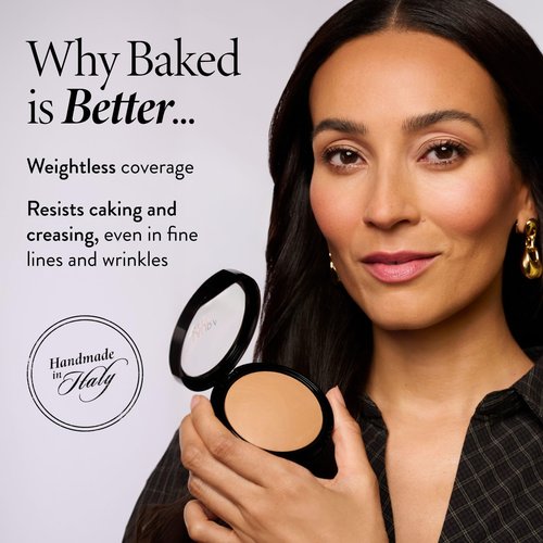 LAURA GELLER NEW YORK Baked Double Take Powder Foundation - Medium - Buildable Medium to Full Coverage - Matte Finish