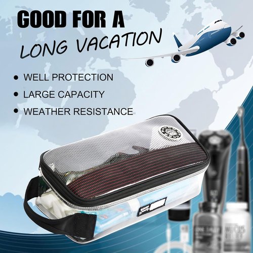 Rough Enough Clear Toiletry Bag - Large Travel Organizer for Men's Shaving Kit & Accessories