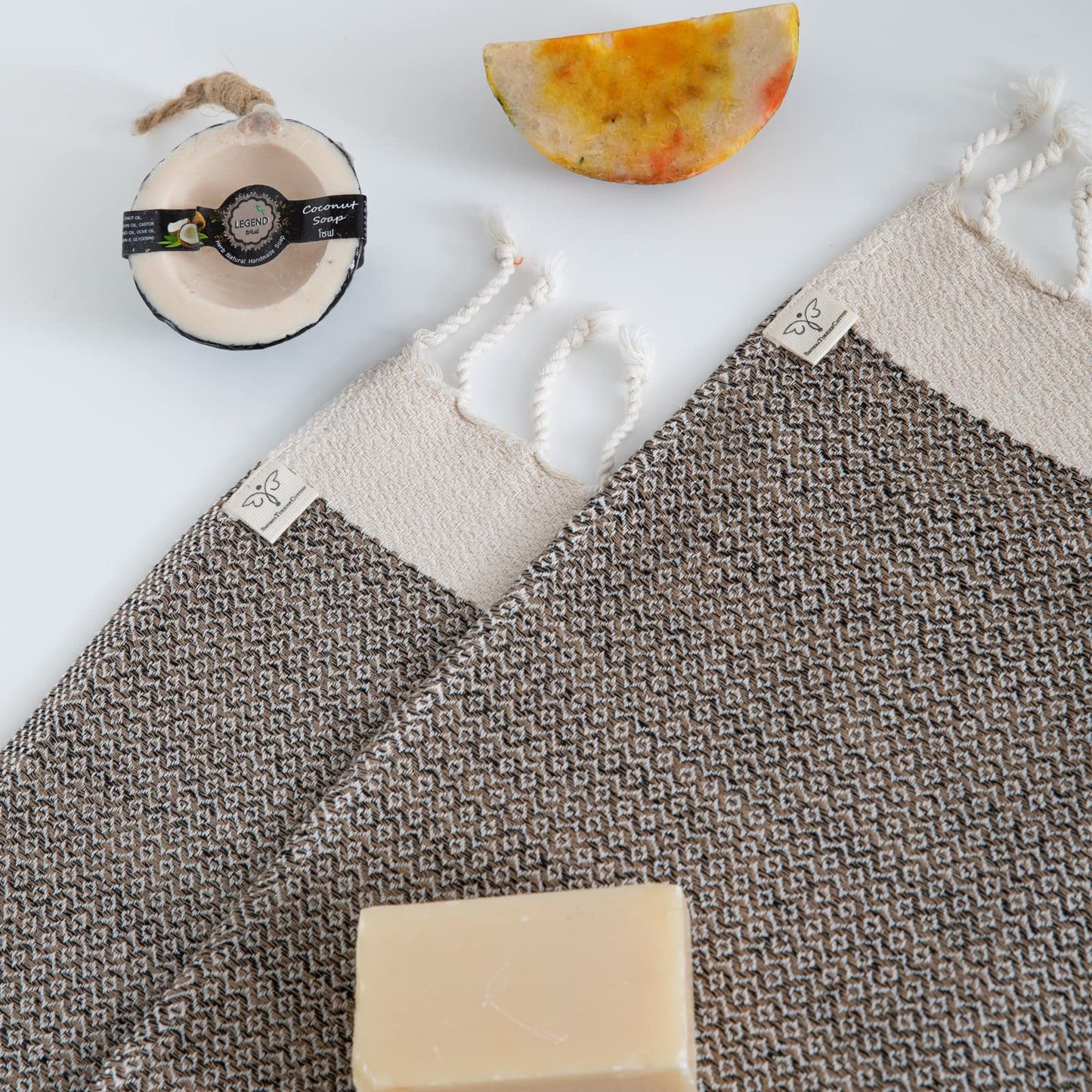 SMYRNA TURKISH COTTON Wash Cloths Pack of 6 | 12"x17" | Versatile Bath Towels for Bathroom, Hotel, SPA, Gym | Soft, Absorbent, Prewashed and Quick Dry Turkish Hand Towels, Latte