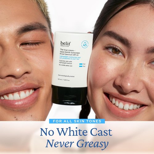 Belif Aqua Bomb Sunscreen SPF 45 - Hydrating Niacinamide Formula, No White Cast, 1.69 fl. oz | Korean Skincare