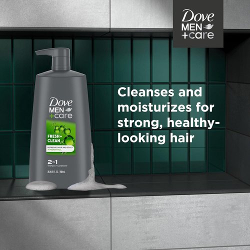 DOVE MEN + CARE 2-in-1 Shampoo & Conditioner - Fresh & Clean Formula | Nourishes & Strengthens Hair - 25.4 oz (4 Count)