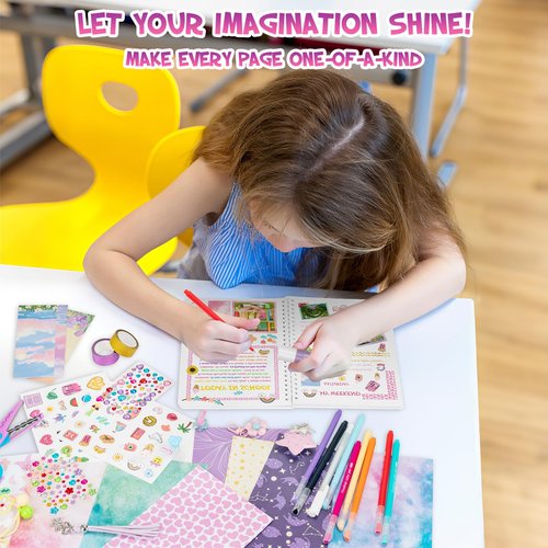 QIYVLOS 2 Pack DIY Journal Kit for Girls, Journaling Diary Toys for ages 8-13, Arts and Crafts Birthday Stationary Set Gifts for Teen Girls Ages 8 9 10 11 12 13 14 Year Old